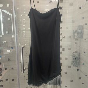 Windsor Black Dress with Fringe Detail